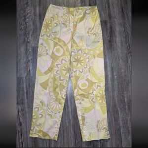 Talbot's 4 petite Green & Yellow Floral pants
